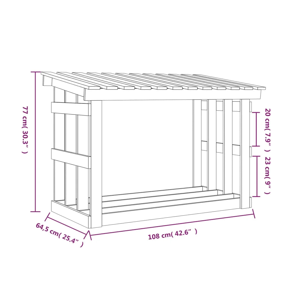 Portalegna-Scaffale per Legna Bianco 108x64,5x77 cm in Legno Massello di Pino