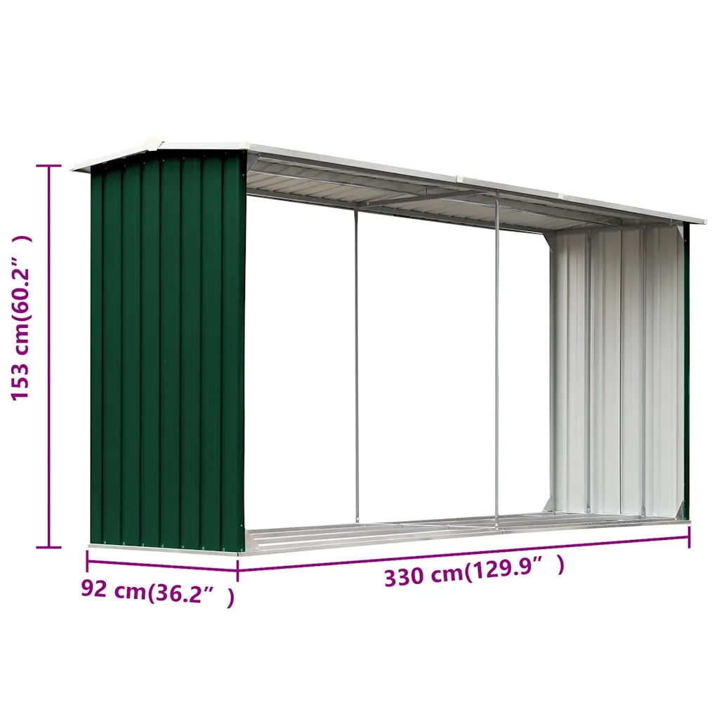 Capannone da Giardino in Acciaio Zincato 330x92x153cm Verde 47086