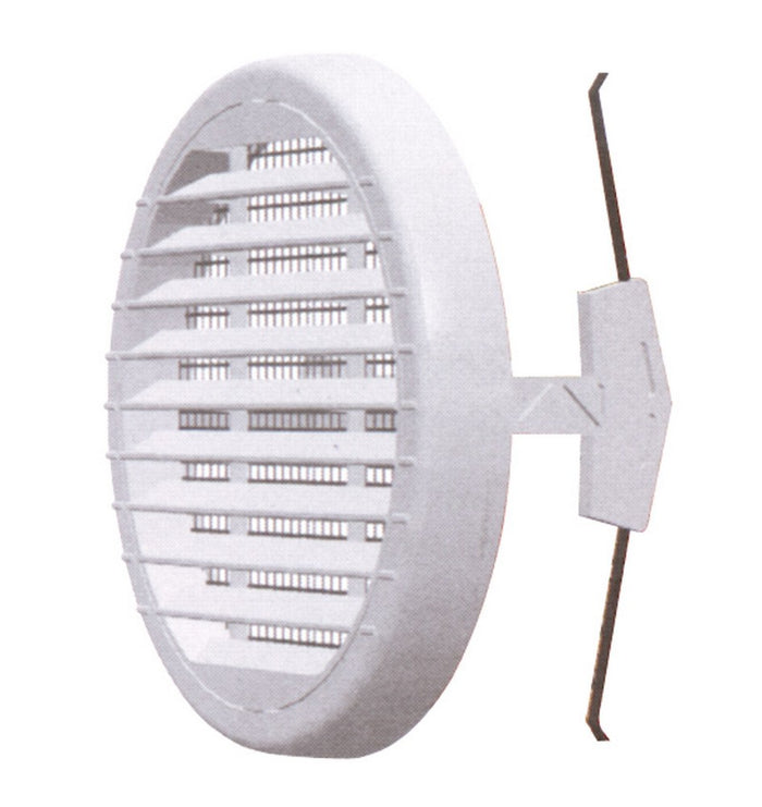 griglia di aerazione in plastica rete+zanche ï mm. 160 per fori mm. 80-140 cod:ferx.vit13213