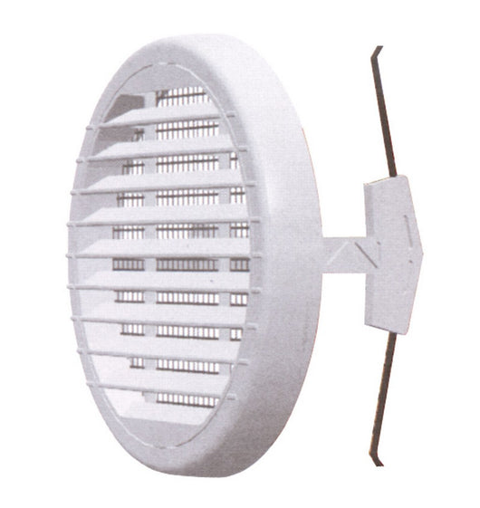 griglia di aerazione in plastica rete+zanche ï mm. 186 per fori mm. 80-160 cod:ferx.vit13214