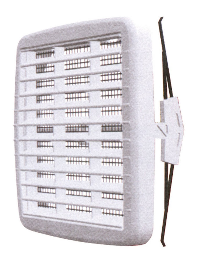 griglia di aerazione in plastica rete+zanche mm. 210x210 per fori mm. 125-2 cod:ferx.vit13215