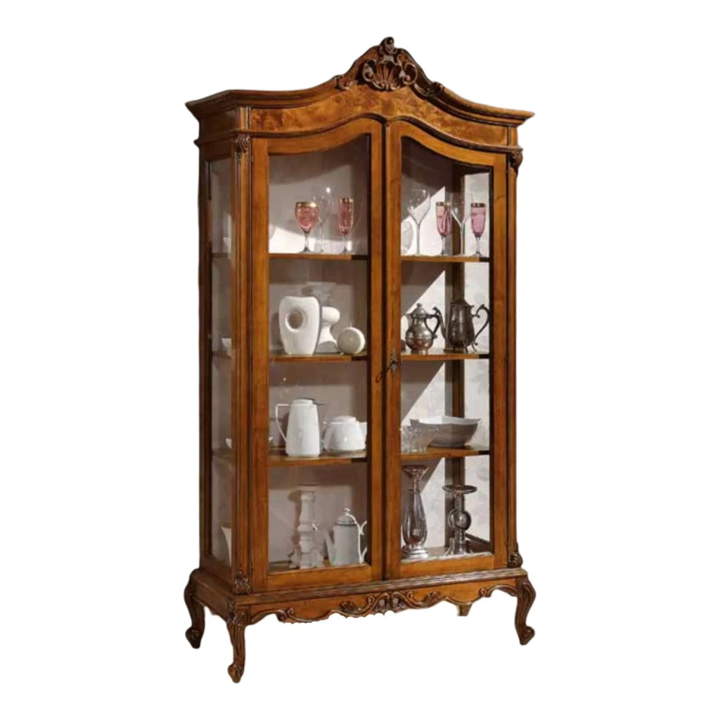 Vetrina in legno di radica 2 porte impero finitura bassano l.114 p.46 h.217 - Mobili 2G