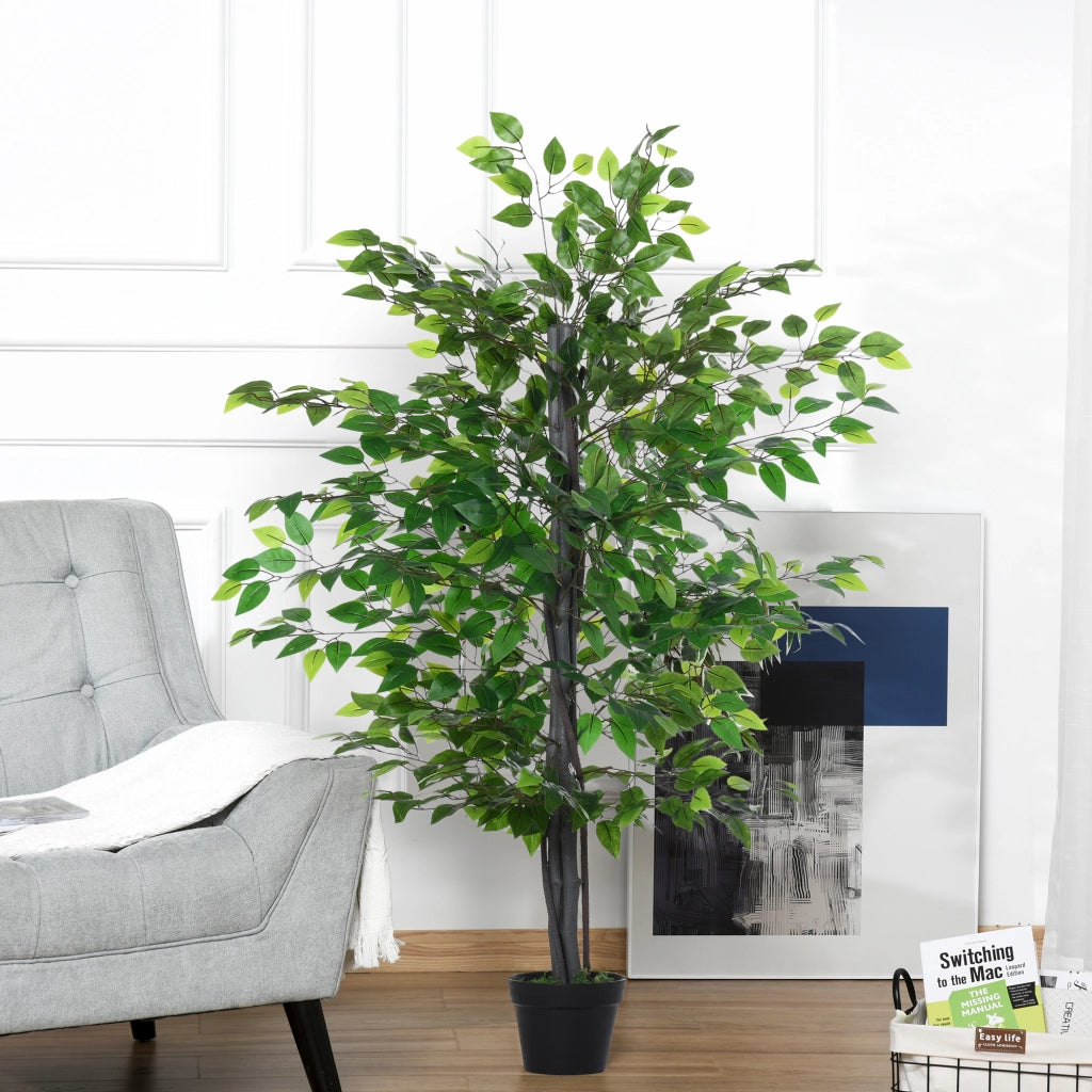 EasyComfort Albero Baniano Artificiale, Pianta Finta Decorativa Interno ed Esterno Alta 145cm, Verde