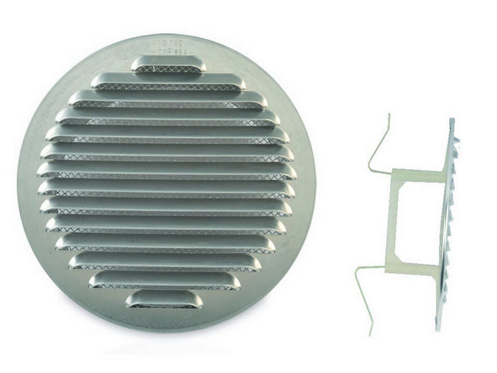 griglia di aerazione in alluminio con zanche ï mm. 150 per fori ï mm.80-125 cod:ferx.vit36534