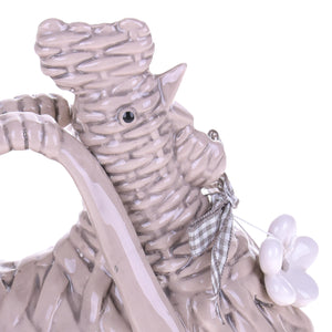 Set 2 Galline Decorative in Ceramica Apribile H 20 cm