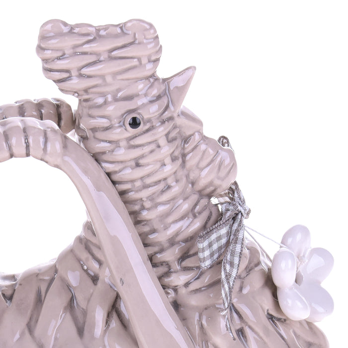 Set 2 Galline Decorative in Ceramica Apribile H 20 cm