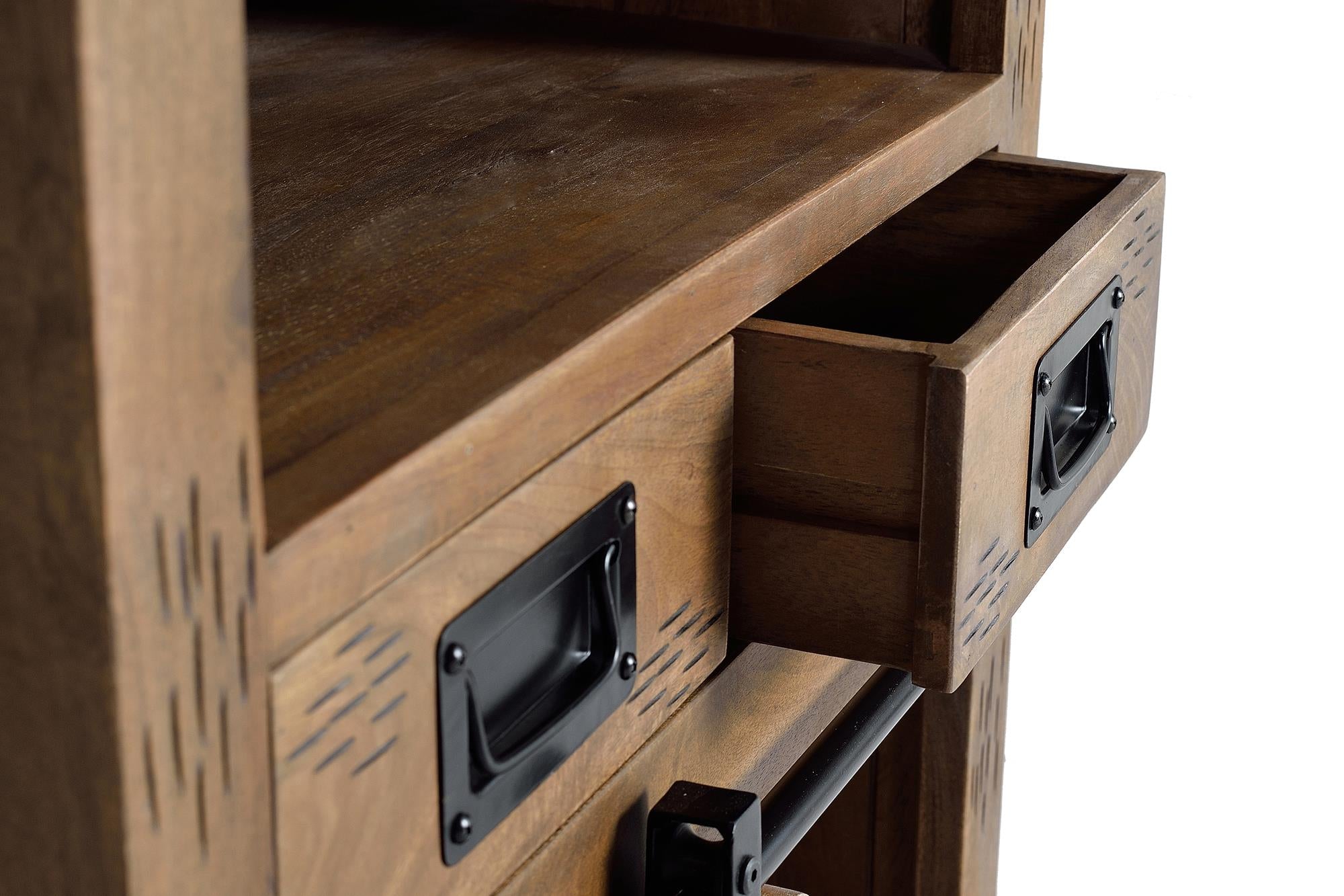 Mobiletto estile industriale in massello di mango