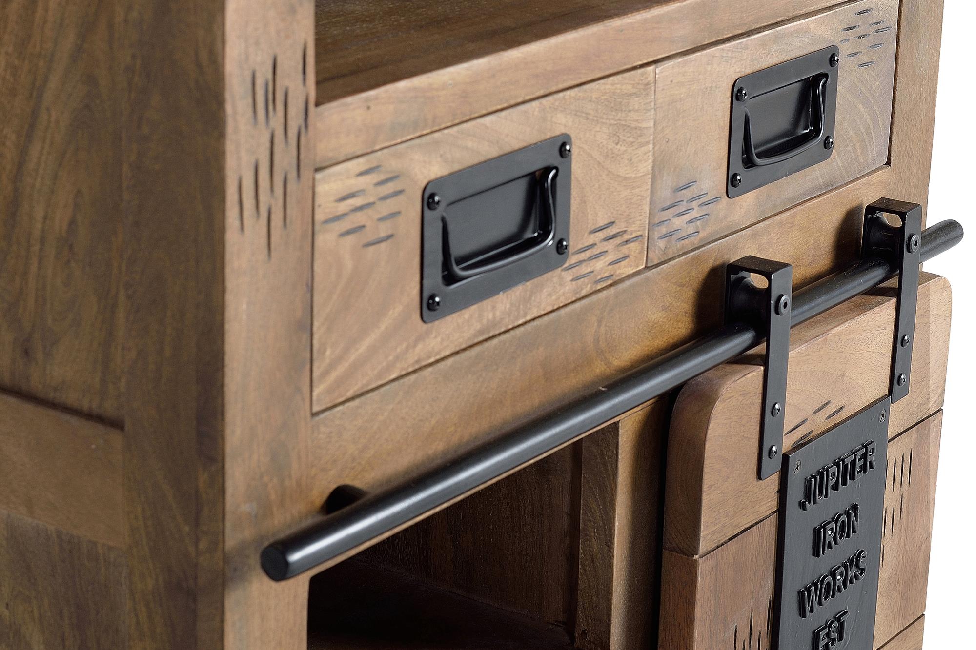 Mobiletto estile industriale in massello di mango