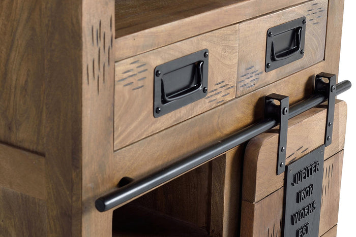 Mobiletto estile industriale in massello di mango