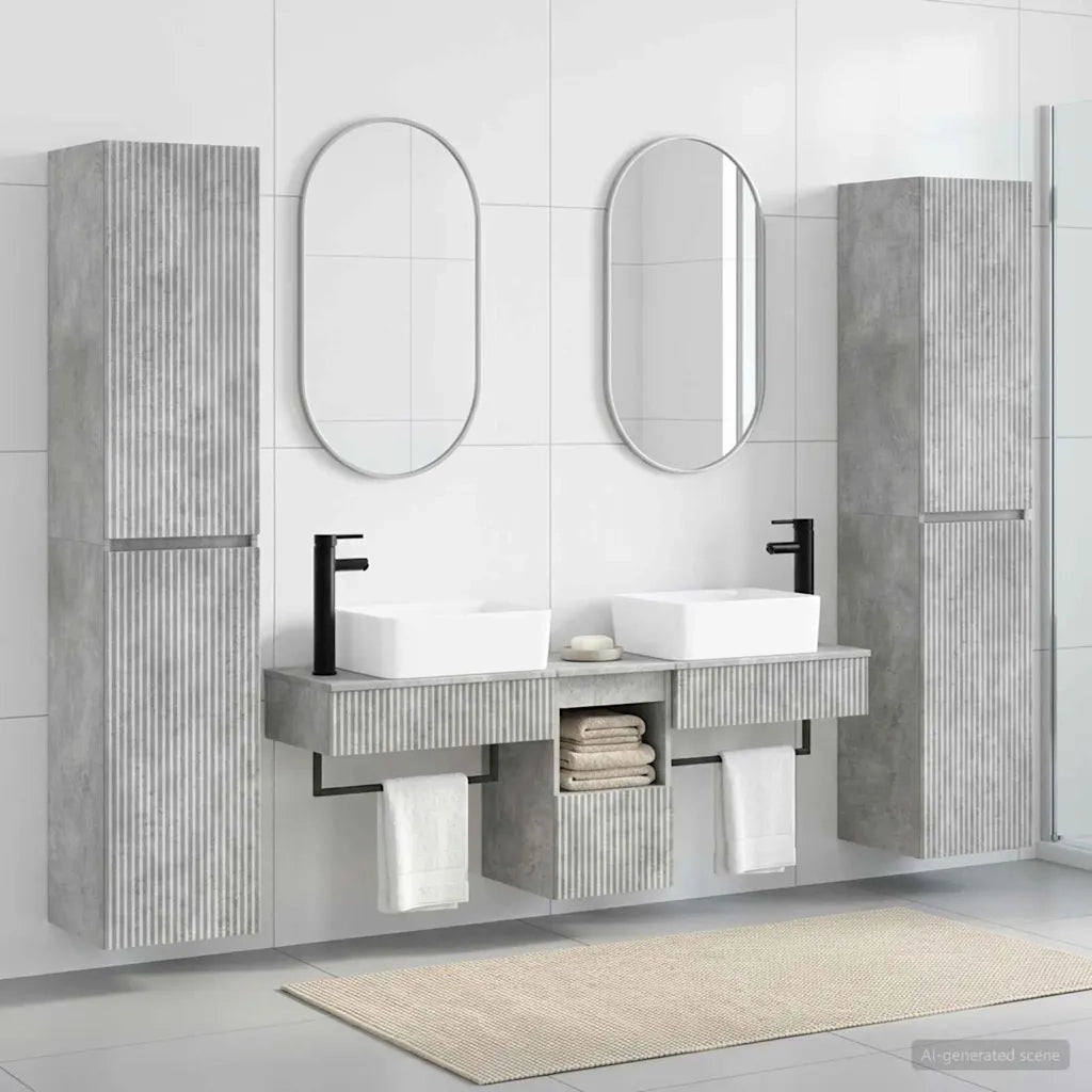 Set di mobili per il bagno 5 pz Grigio Cemento 3406016