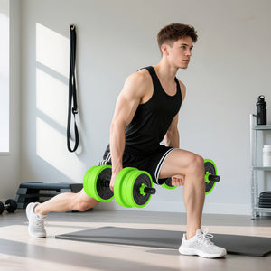 Set Pesi da Palestra 4 in 1 da 20kg Convertibile in Kettlebell 2 Manubri Bilanciere e Supporto Flessioni Verde