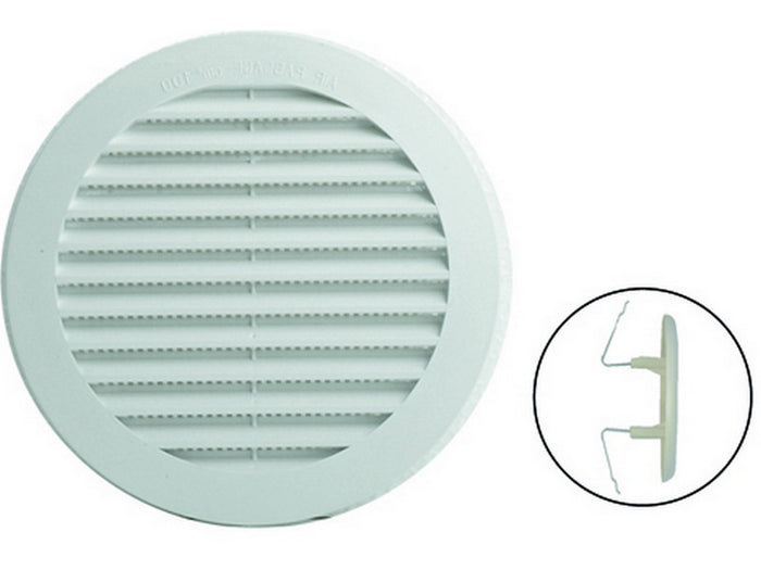 griglia di aerazione in plastica con zanche ï mm.  90 per fori ï mm. 55-85 cod:ferx.vit39465