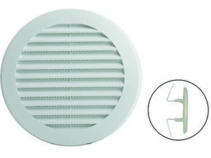 griglia di aerazione in plastica con zanche ï mm. 148 per fori ï mm. 80-125 cod:ferx.vit39466