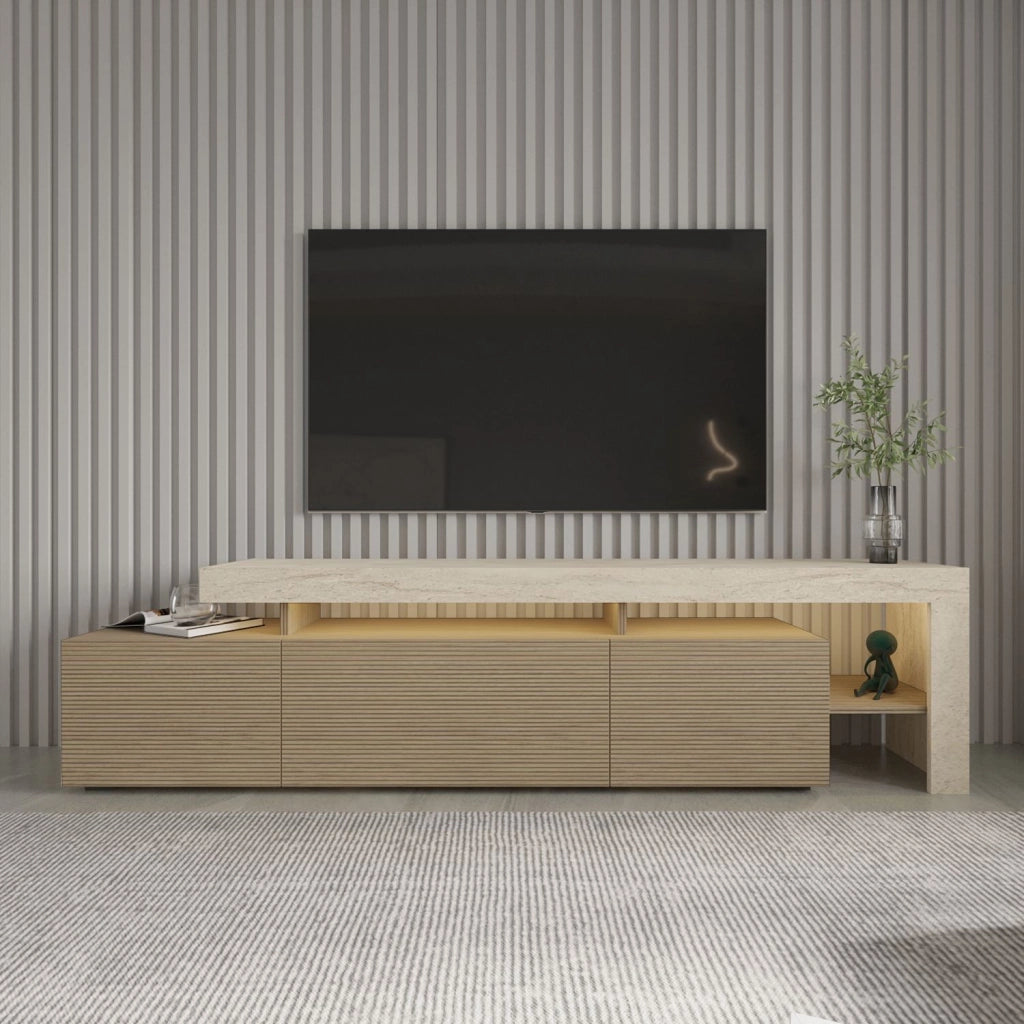 Porta TV in legno "Beliz" - 192 x 37 x 53 cm - Beige