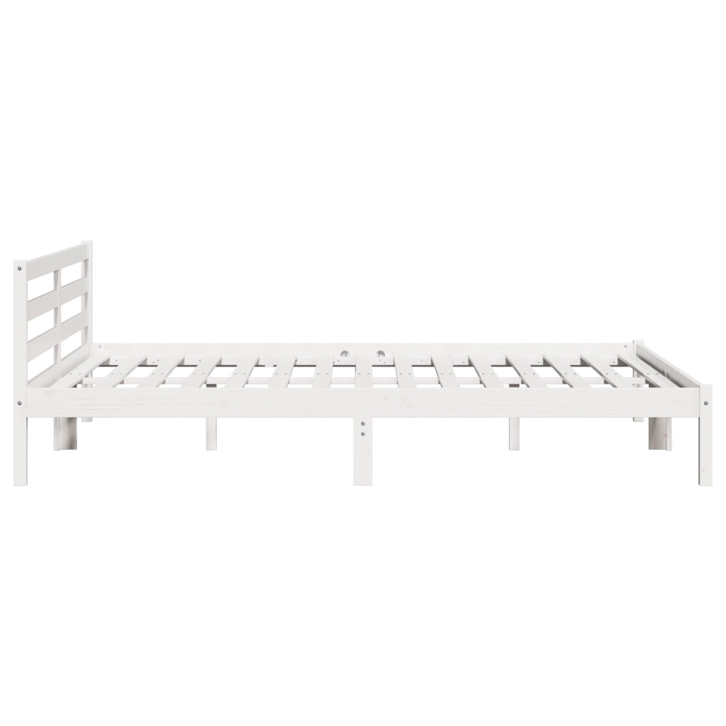 Struttura Letto  con Testiera Bianco 180x210 cm Legno Massello Pino