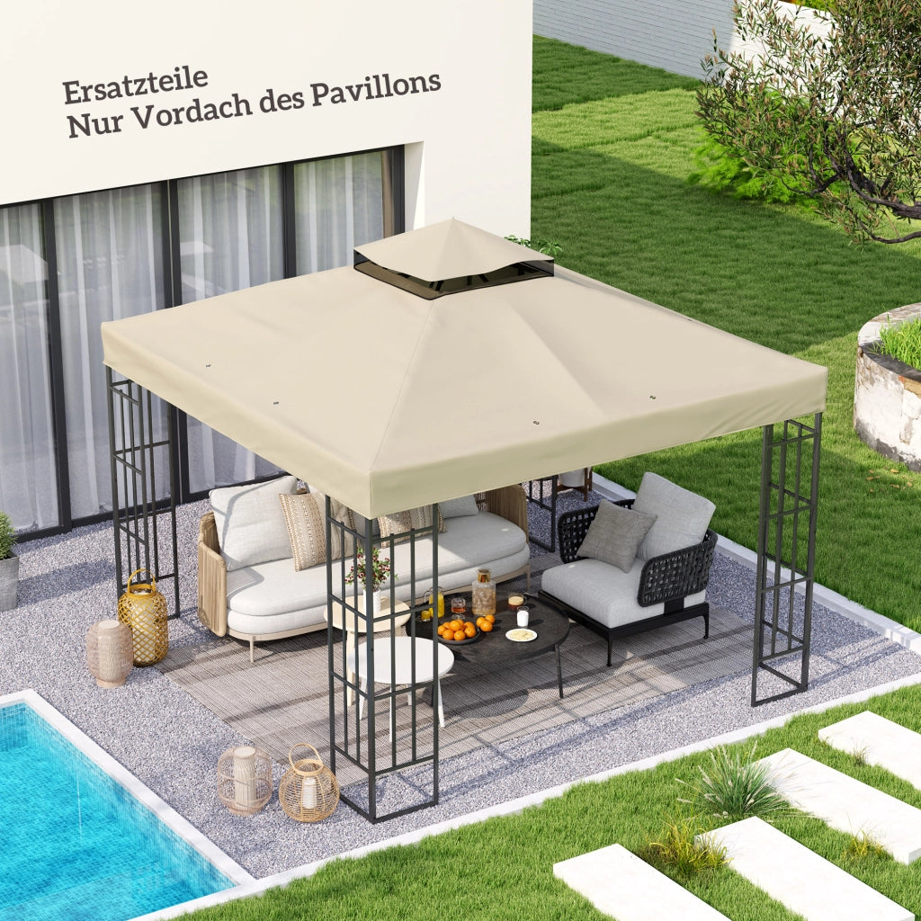 Telo di ricambio per gazebo 3x3 m, doppio tetto in Oxford 600D, bianco crema