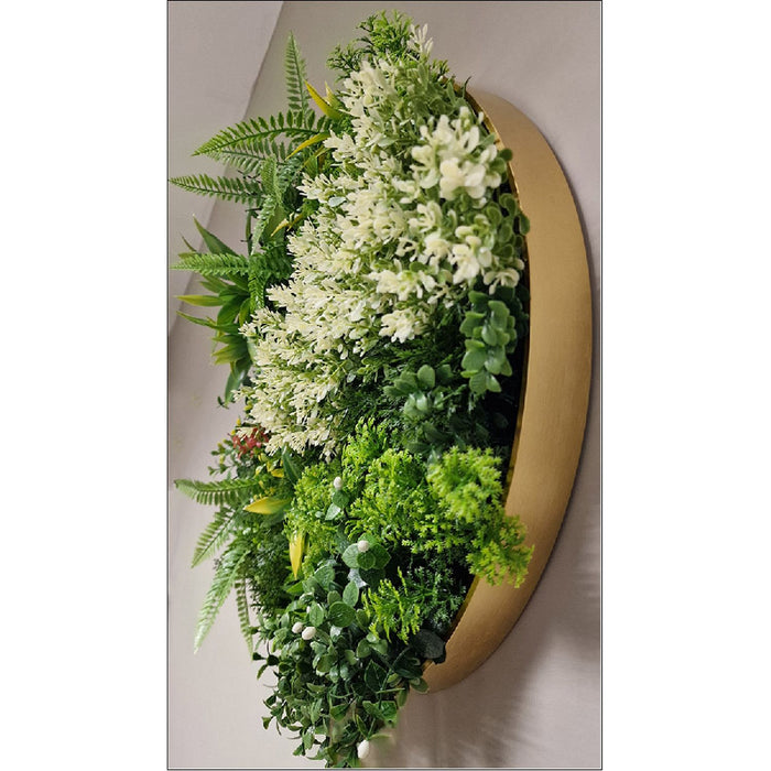 Pannelli Piante Artificiali da Parete 3D – Siepe Sintetica Verde Effetto Naturale per Inter FOGLIAME CON CORNICE 50 CM