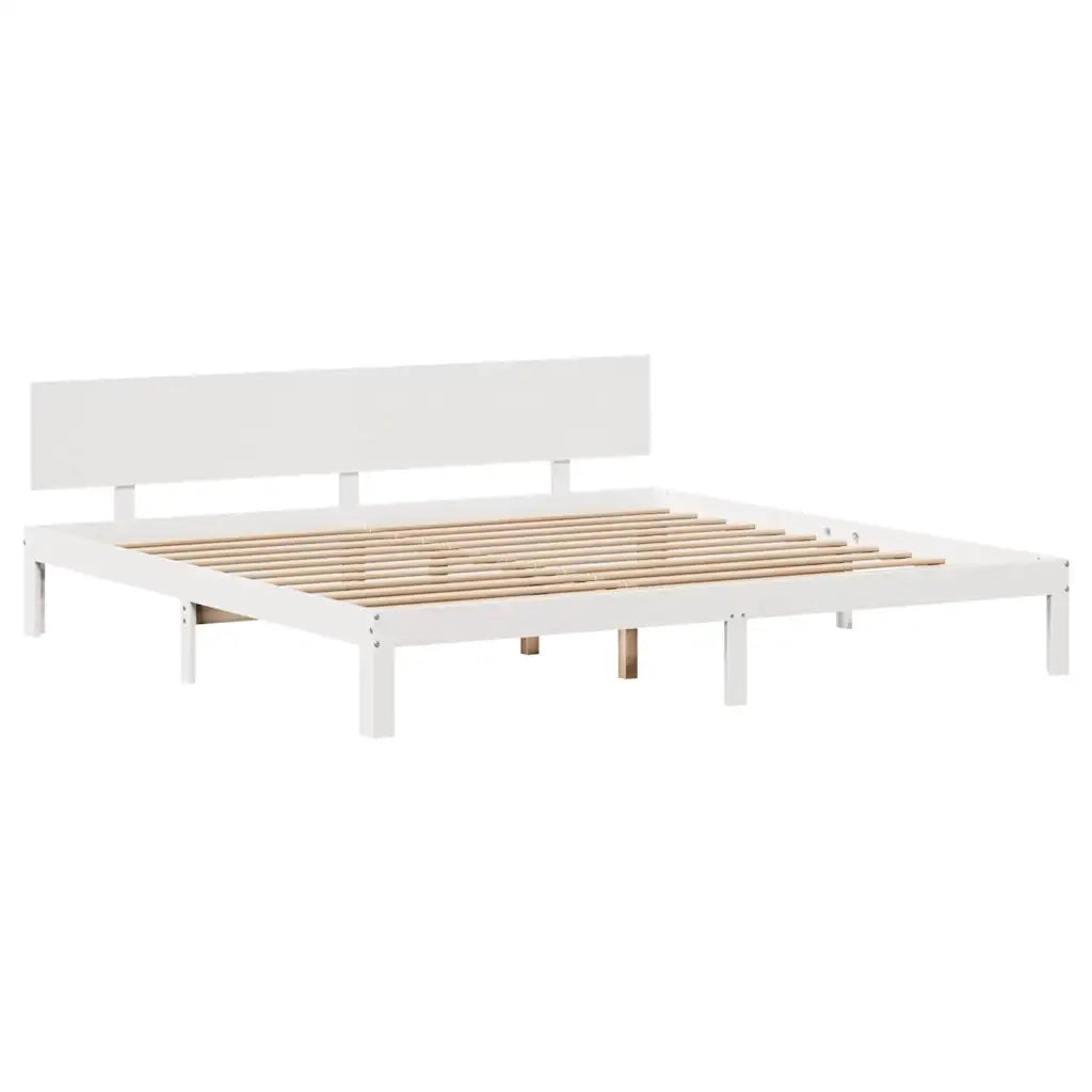 Giroletto con Cassetti Bianco 180x200 cm Legno Massello di Pino