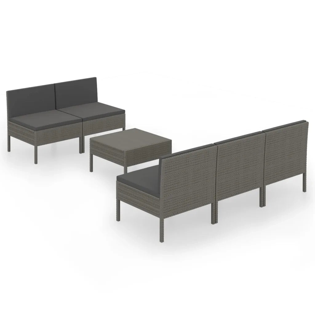 Set Divani da Giardino 9 pz con Cuscini in Polyrattan Grigio 3094322