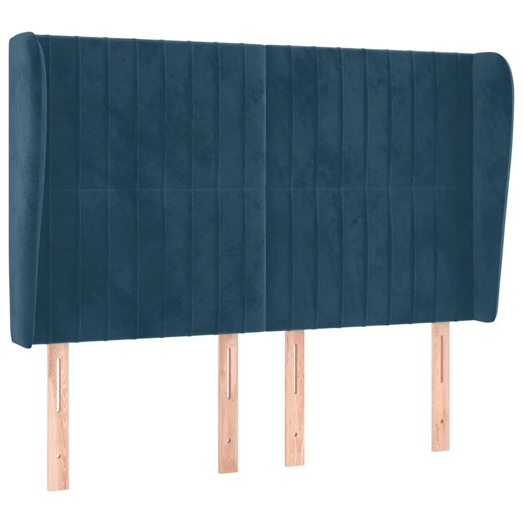 Testiera ad Orecchio-Testata con Orecchie Blu Scuro 147x23x118/128cm in Velluto 690588