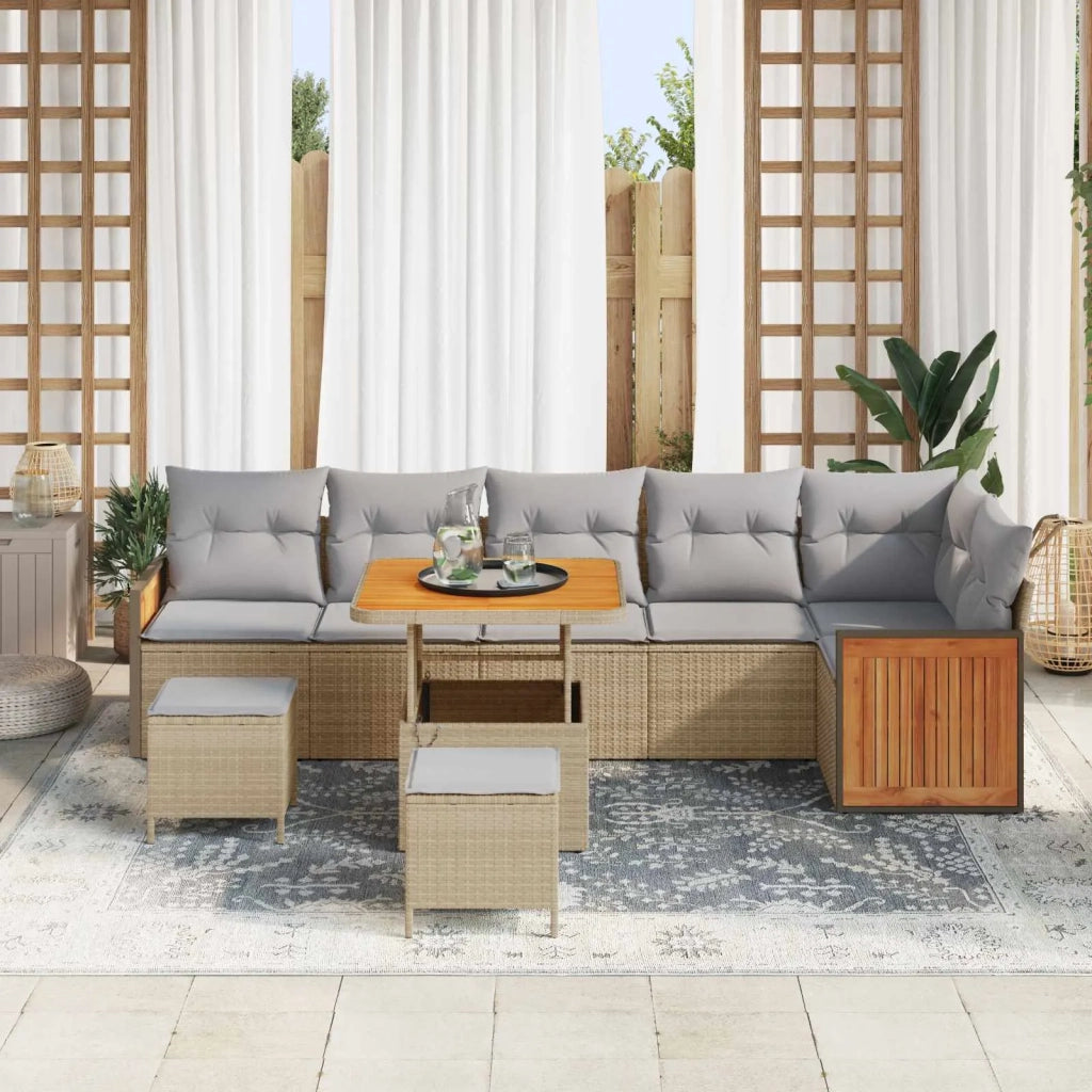 Set Divano da Giardino con cuscino 9 pcs Beige e Grigio Chiaro 3363192