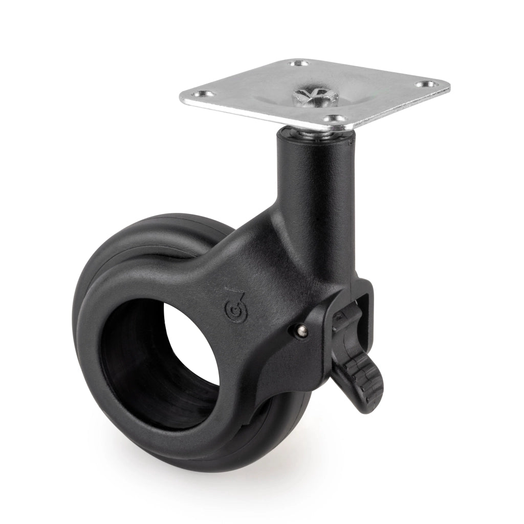 Kit 4 Ruote per Mobili Ø50 mm in Plastica e Acciaio Emuca Nero