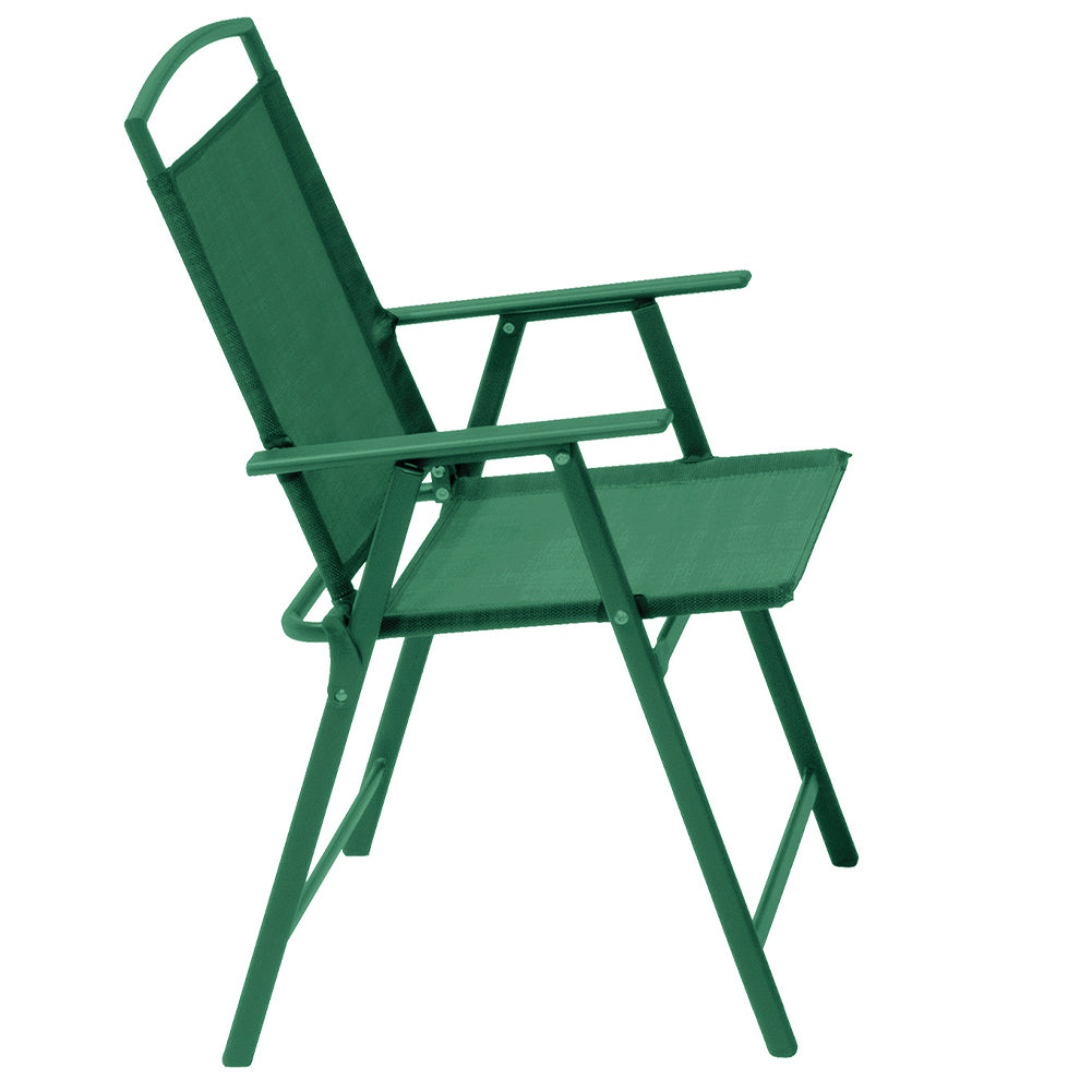 Set da Pranzo 6 Pezzi per Giardino Patio con Ombrellone 4 Sedie Pieghevoli Verde