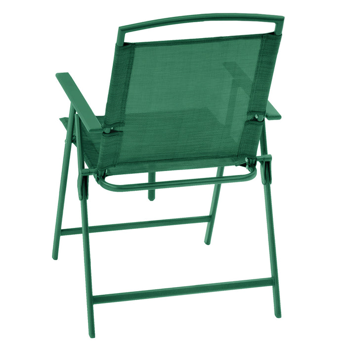 Set da Pranzo 6 Pezzi per Giardino Patio con Ombrellone 4 Sedie Pieghevoli Verde