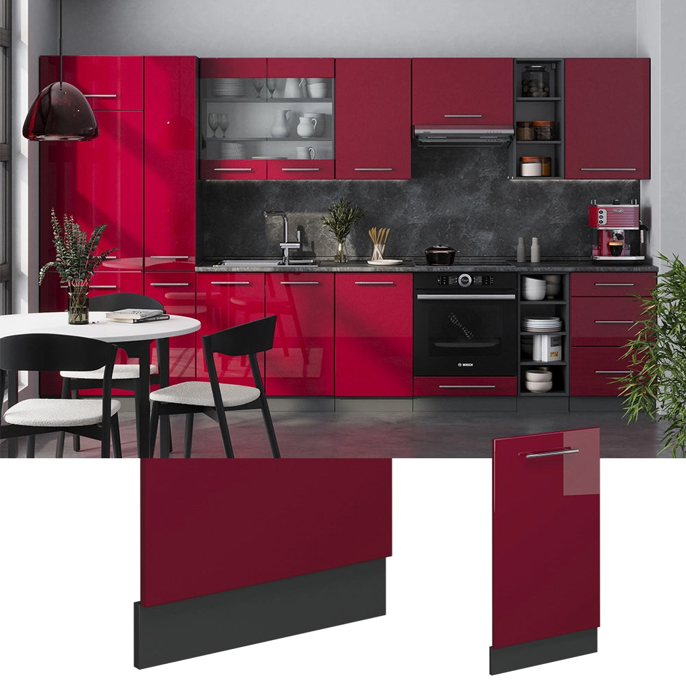 Vicco Pannello frontale della lavastoviglie Rosso bordeaux lucido 45 cm , PL Rovere