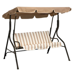 Dondolo da Giardino 3 Posti Eco con Cuscino Imbottito Robusto per Esterno Terrazzo con Tettuccio Parasole Inclinab Ecrù