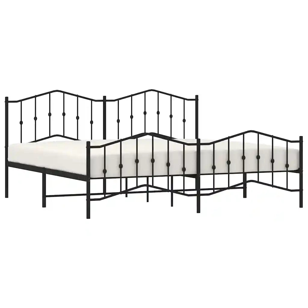 Giroletto con Testiera e Pediera Metallo Nero 193x203 cm 373813