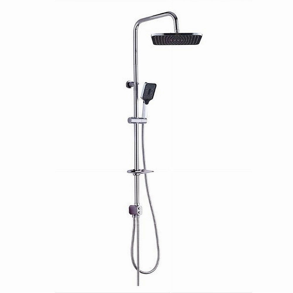 Trade Shop - Asta Saliscendi Cromata Colonna Doccia Soffione Fisso Doccetta Portasapone 87307 -