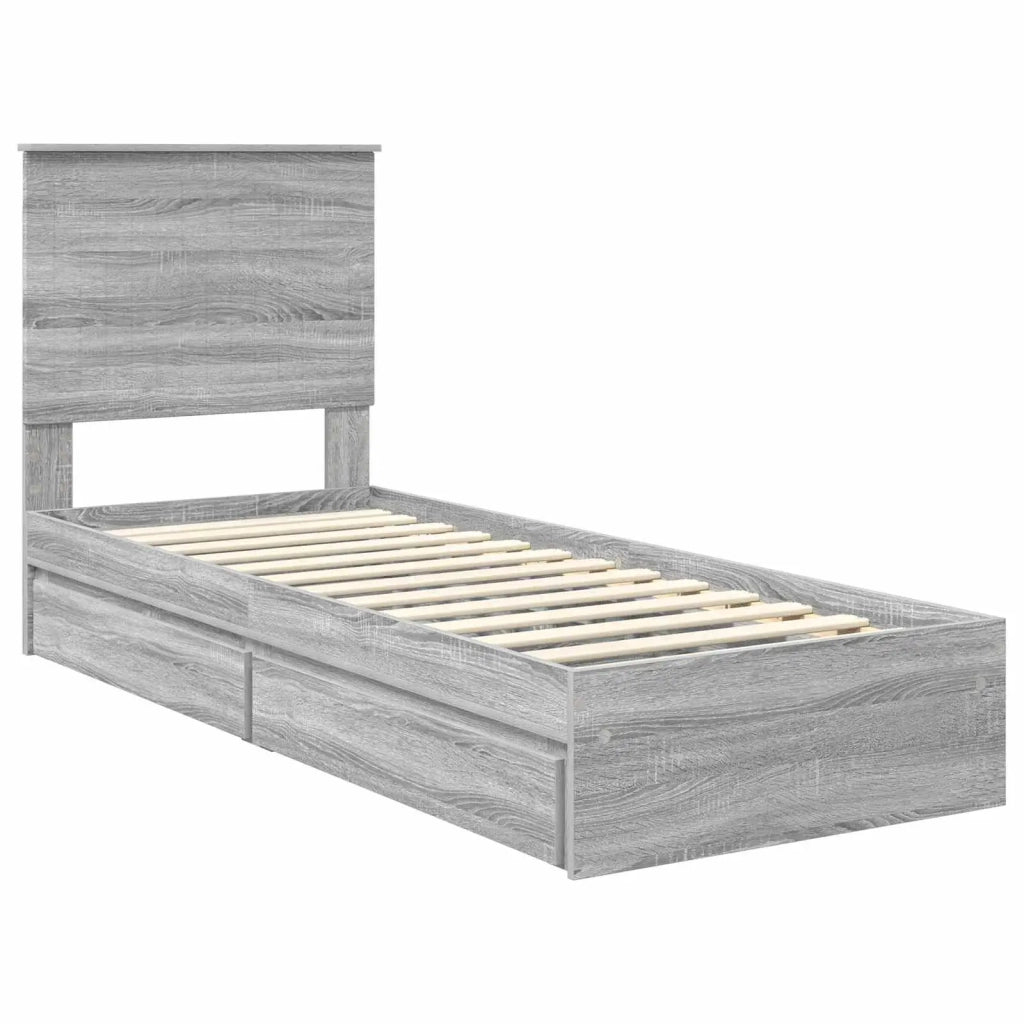 Letto con Contenitore con testiera Grigio Sonoma 75 x 190 cm