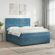 Letto box spring con materasso Blu 140 x 190 cm Velluto 3454605