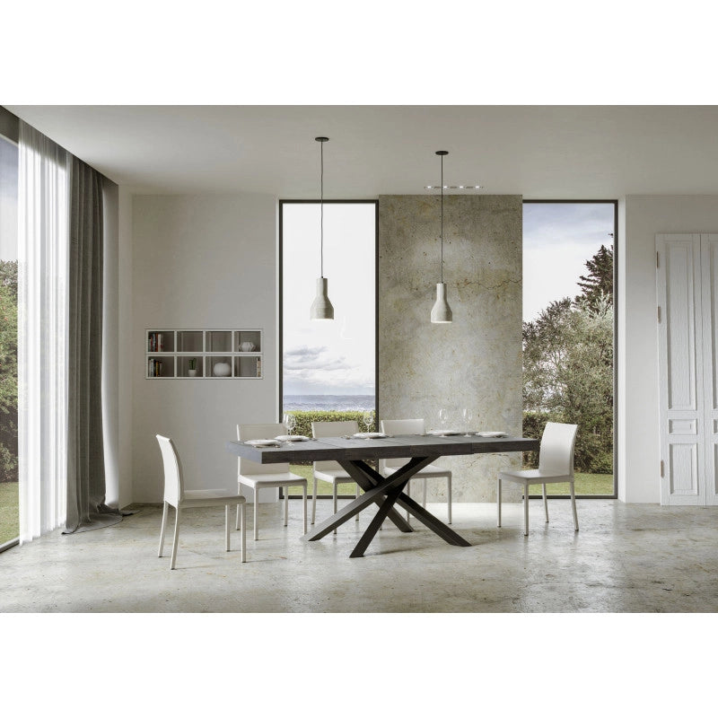 Tavolo allungabile 140/400x90 cm Volantis Premium telaio Antracite - Cemento