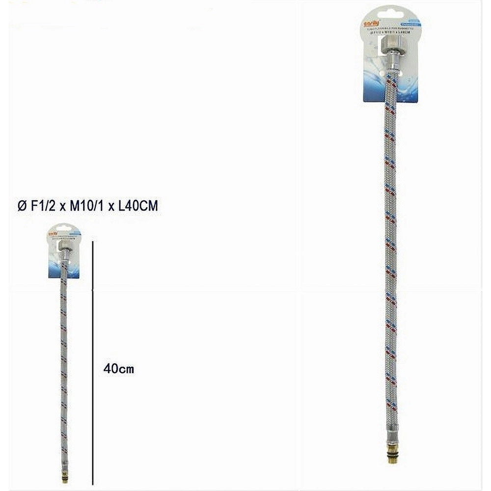 Trade Shop - Tubo Flessibile Flessibili Per Rubinetto Miscelatore Acqua 40cm F1/2xm10/1 79910 -