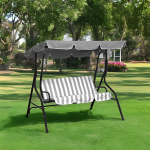 Dondolo da Giardino 3 Posti Eco con Cuscino Imbottito Robusto per Esterno Terrazzo con Tettuccio Parasole Inclina Grigio