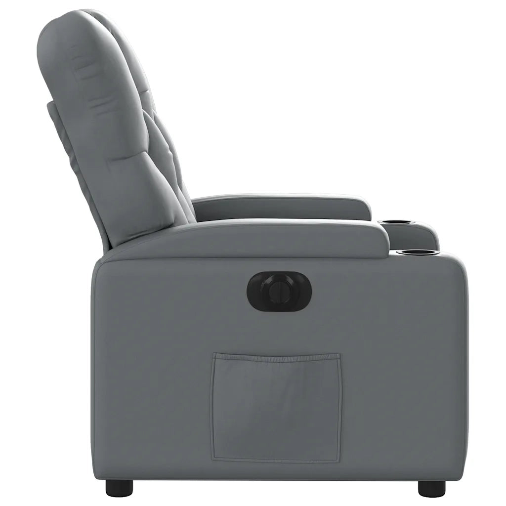 Divano Sedia-Poltrona Reclinabile Elettrica Grigia in Similpelle 529066