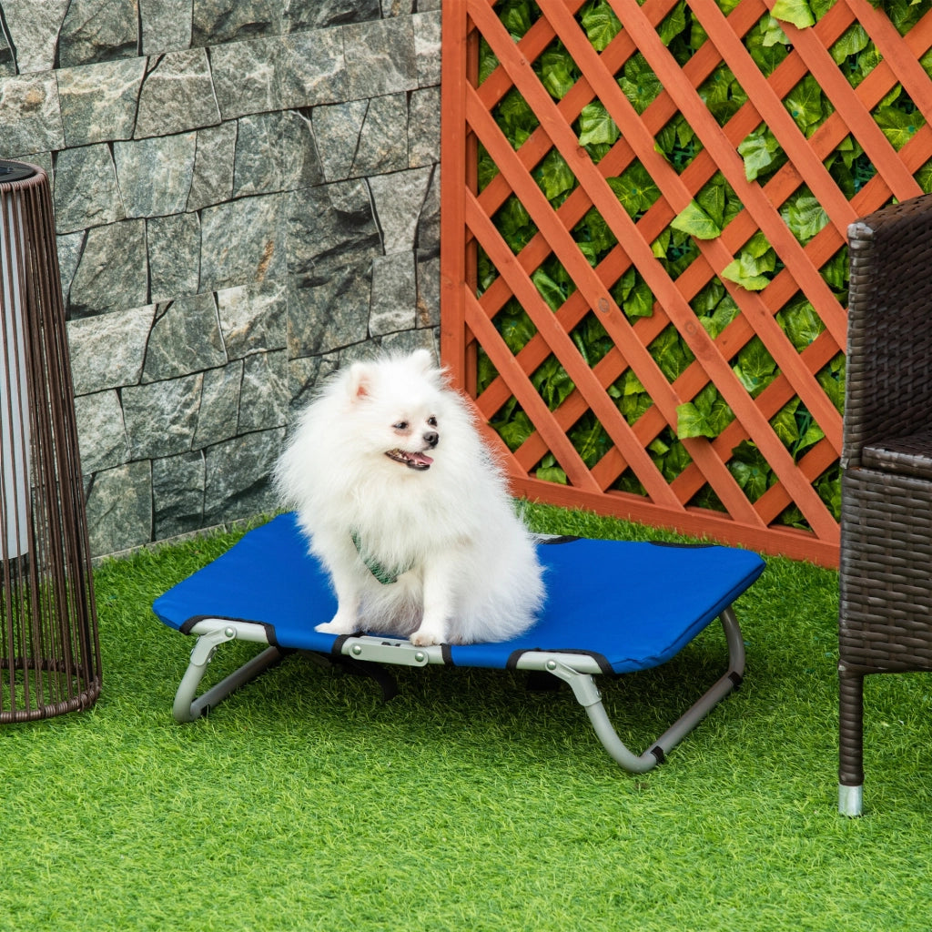 EasyComfort Brandina per Cani Taglia Piccola Rialzata e Pieghevole per Interno ed Esterno, 59x46x15 cm, Blu