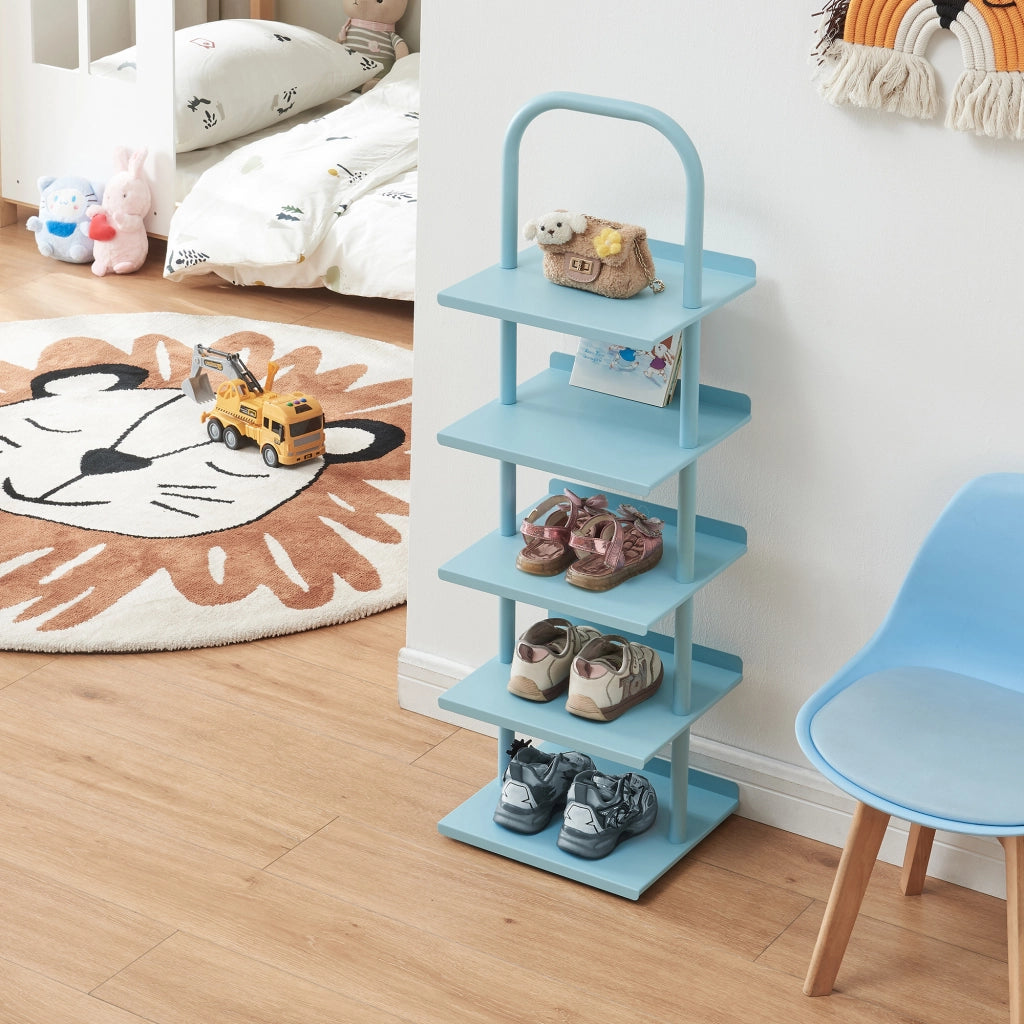 Scarpiera Poytya per Cameretta Scaffale in Acciaio 96x30x27 cm - Blu [en.casa]