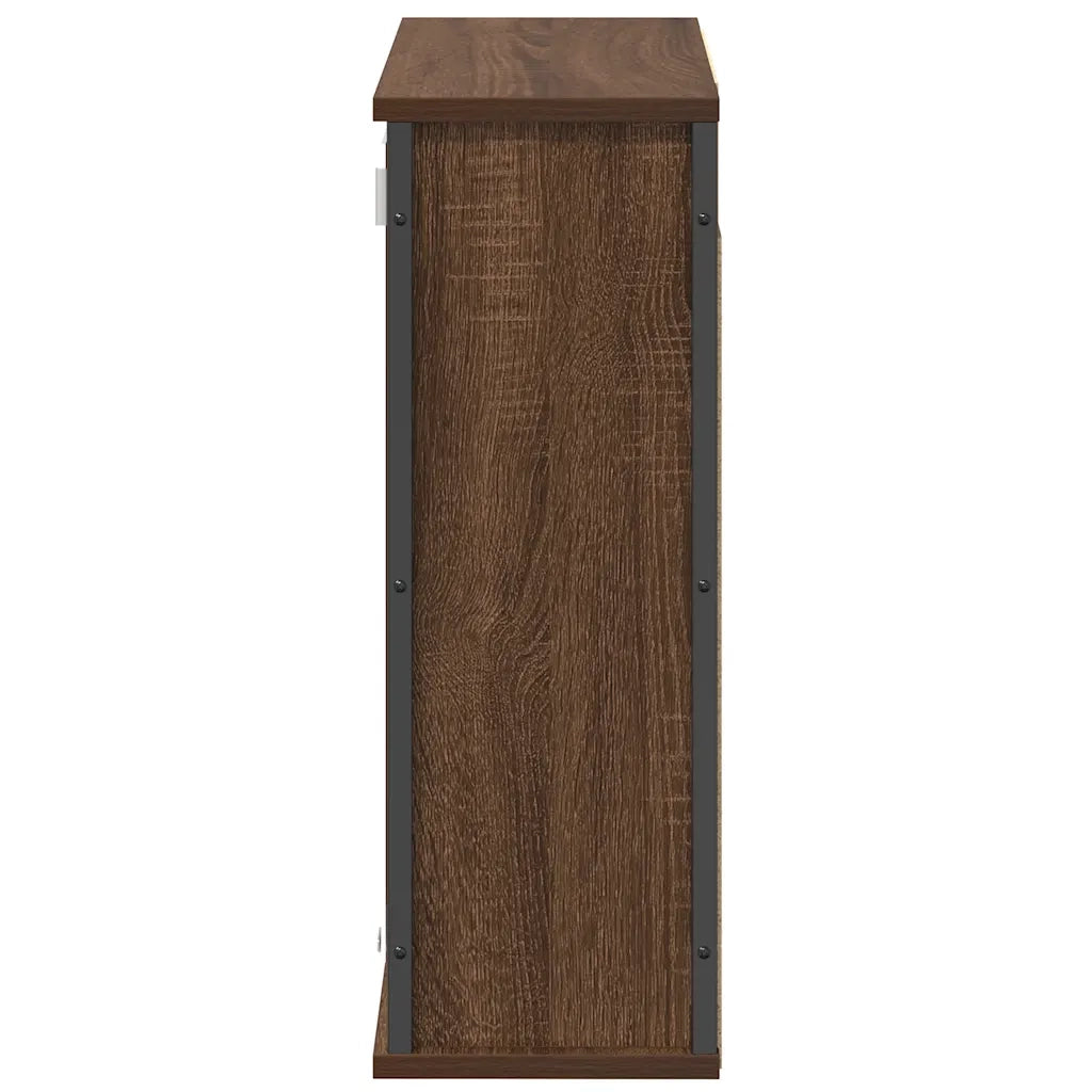 Pensile da Bagno | Armadio da bagno con Specchio Rovere Marrone 60x21x60 cm