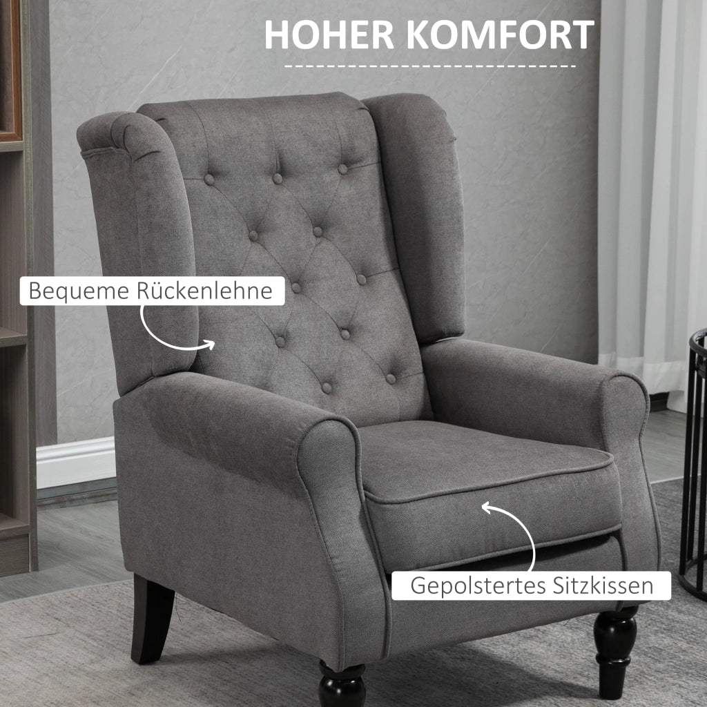 POLTRONA Relax con Schienale Alto 74x86x102 cm Poliestere Grigio Scuro