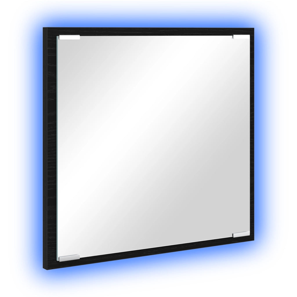 Specchio da bagno LED Rovere Nero 40x8.5x37 cm Legno ingegnerizzato