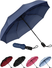 Parasole impermeabile - Compacto, leggero, automatico, forte e portatile ombrello - Resistente al vento Piccolo ombrello ripiegabile per signori Signore - Blu scuro