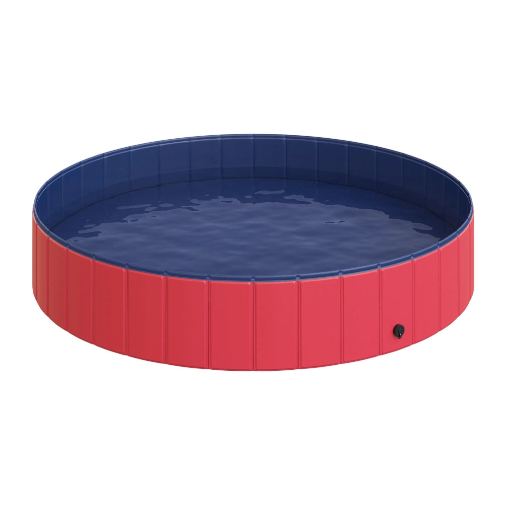 Piscina per Animali Domestici in Plastica Bordo Stabile Ø160x30 cm Rossa
