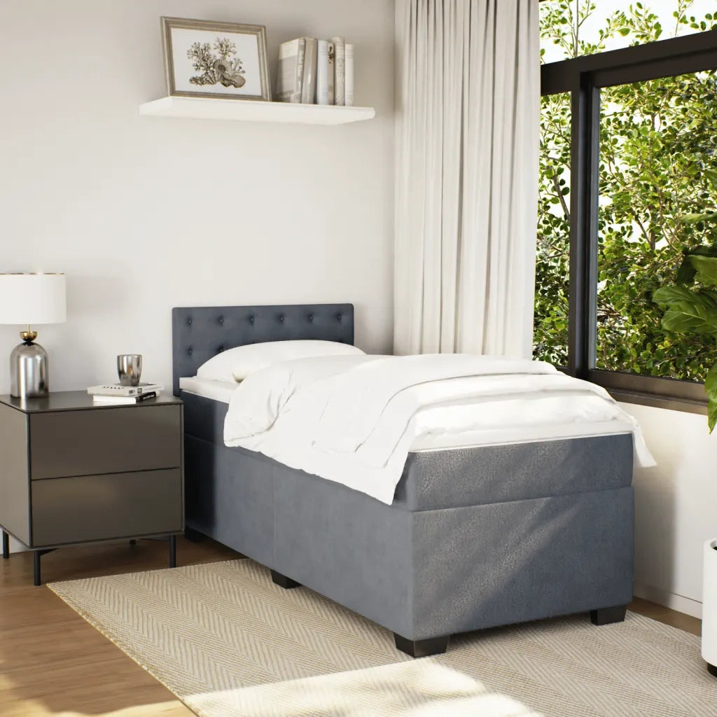 vidaXL Giroletto a Molle con Materasso Grigio Scuro 100x200 cm Velluto