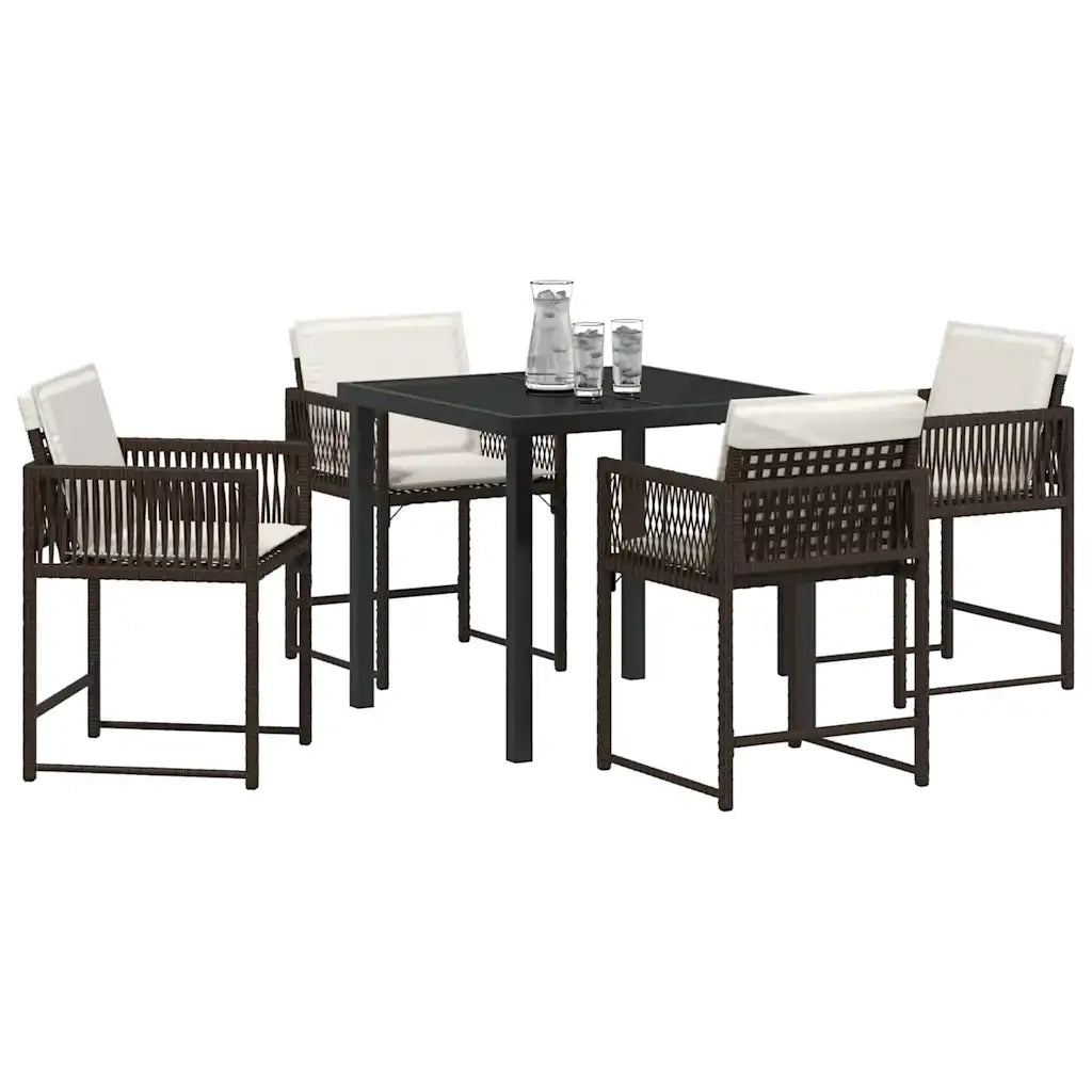 Set da Pranzo per Giardino 5 pcs Marrone polyrattan 3380753