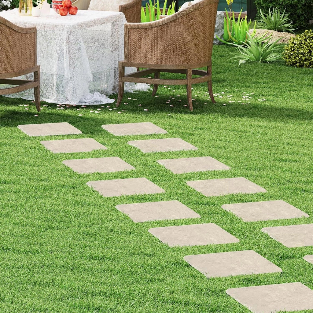 Pedane giardino, 8 pezzi, per marciapiedi, 39,5 x 39,5 cm, lastre in pietra, in plastica, lastre di cemento per aiuole con 32