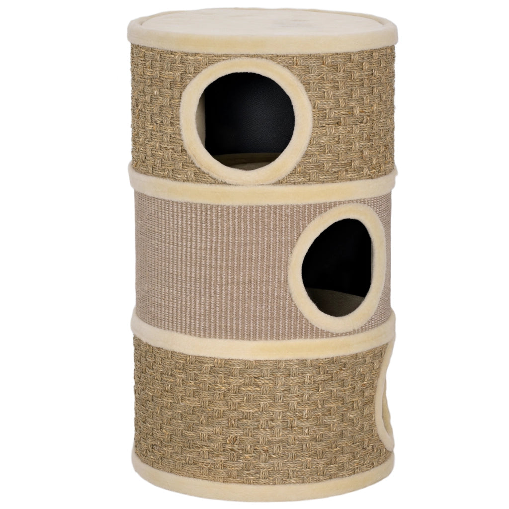 Albero per gatti con tiragraffi in sisal e peluche ¨C zephmum ¨C kaki, 45x45x79 cm