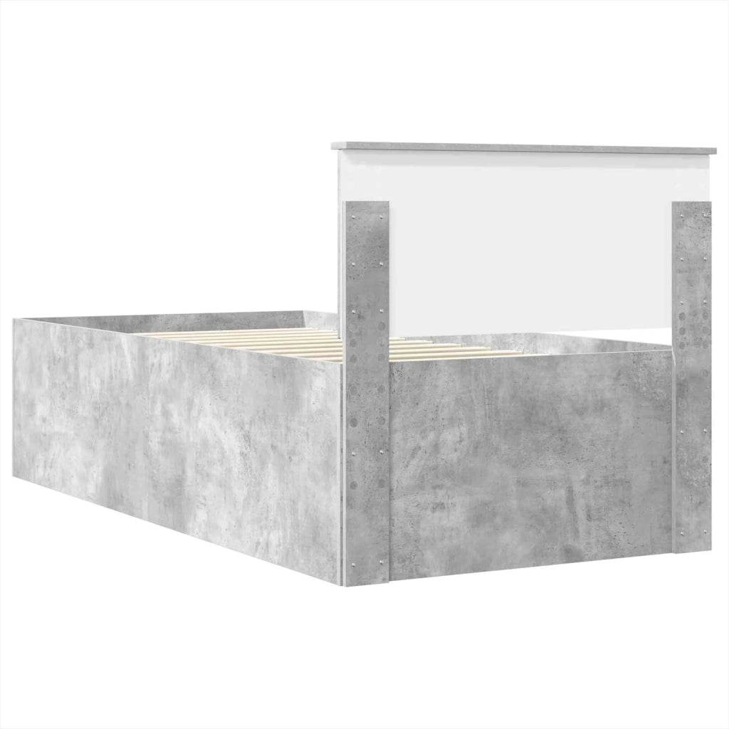 Struttura del letto con testiera Grigio cemento 120 x 200 cm